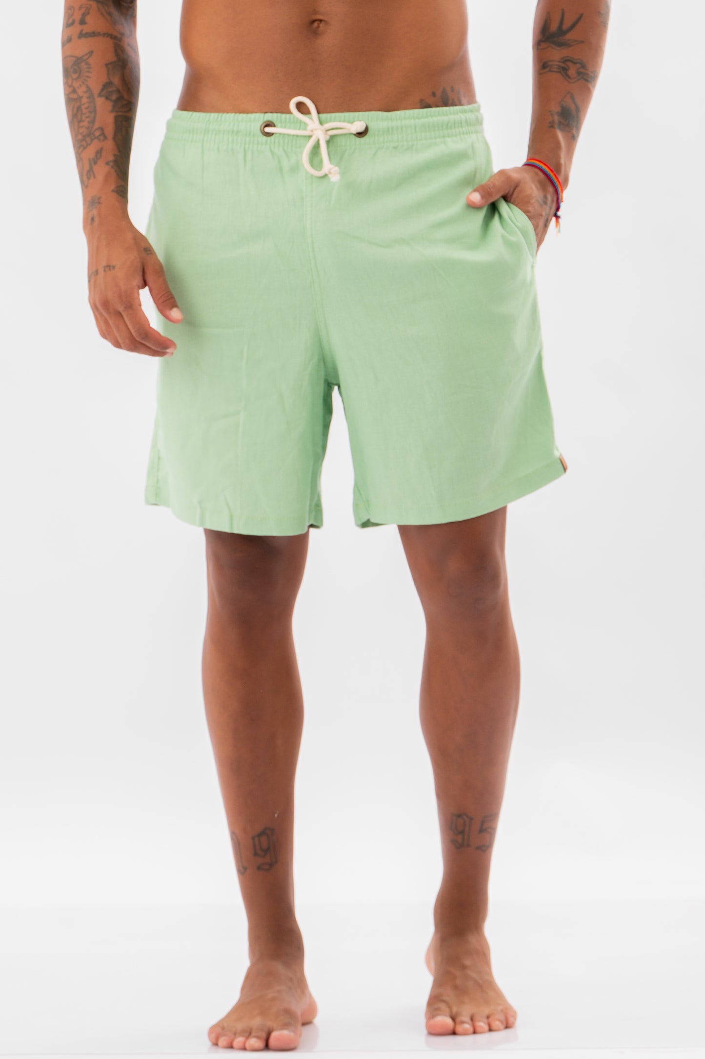 Short Linho Verde Claro