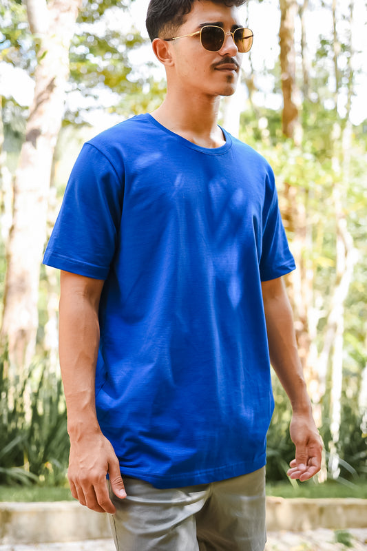 T-shirt Malha Premium Mountain Listrada Azul Escuro