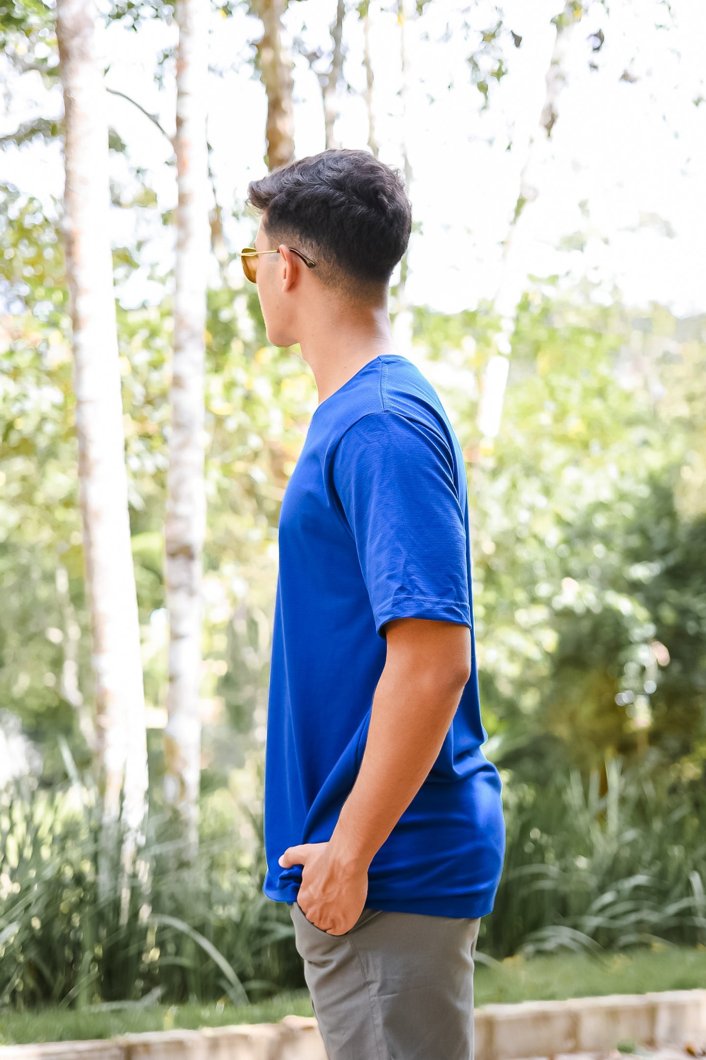 T-shirt Malha Premium Mountain Listrada Azul Escuro