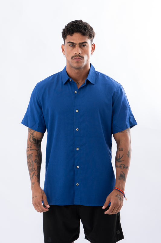 Camisa Social Mountain Azul Bandeira